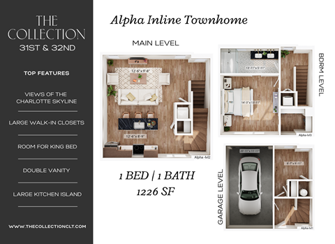 Floor plan for 1 bed, 1 bath, 1226 sqft